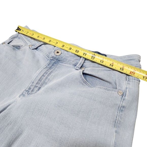 J.Jill Denim Authentic Fit Cropped Jeans Light Blue Cuffed Frayed Hem Stretch 10 - Picture 9 of 12